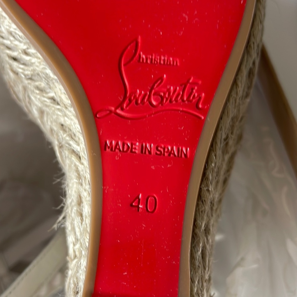 Christian Louboutin mafaldina Zeppa wedge espadrille sandal white spike sz 40 - Picture 9 of 12